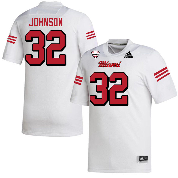 Miami University Redhawks #32 Devin Johnson College Football Jerseys Stitched-White